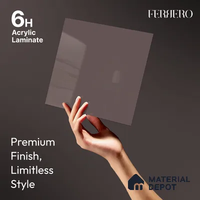 Taupe Brown Solid Color Acrylic Laminate LM 24547 8 ft x 4 ft High Gloss Finish - 1.5 mm | Matching Edgeband code - EB 02089 | Suitable for Living Room, Kitchen, Office