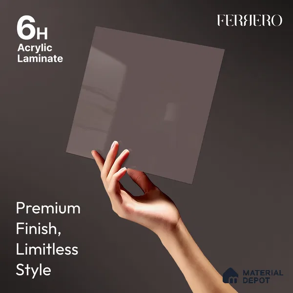 Taupe Brown Solid Color Acrylic Laminate LM 24547 8 ft x 4 ft High Gloss Finish - 1.5 mm | Matching Edgeband code - EB 02089 | Suitable for Living Room, Kitchen, Office