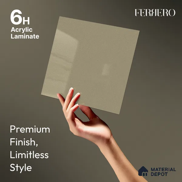 Cream Acrylic Laminate LM 24549 8 ft x 4 ft High Gloss Finish - 1.5 mm | Matching Edgeband code - EB 02109 | Suitable for TV Unit, Wardrobe, Cabinets