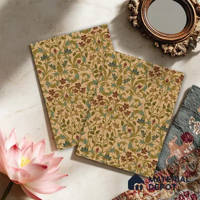Brown Digital look LM 23938 Fulkari Mughal Floral Art 8 ft x 4 ft Texture Finish Decorative Laminate - 1 mm | Suitable for Living room,TV Unit, Highlighter Wall, Wardrobe, Feature Wall