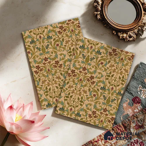 Brown Digital look LM 23938 Fulkari Mughal Floral Art 8 ft x 4 ft Texture Finish Decorative Laminate - 1 mm | Suitable for Living room,TV Unit, Highlighter Wall, Wardrobe, Feature Wall
