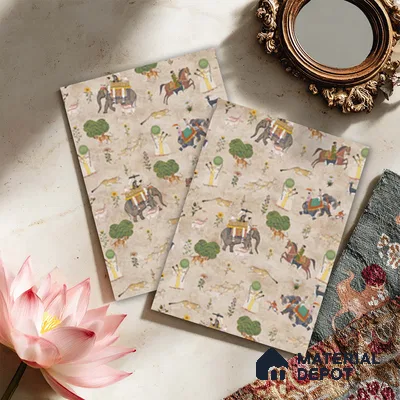 Beige Digital look LM 23940 Abhyaranya Miniature Traditions 8 ft x 4 ft Texture Finish Decorative Laminate - 1 mm | Suitable for Living room,TV Unit, Highlighter Wall, Wardrobe, Feature Wall