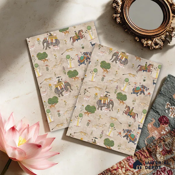 Beige Digital look LM 23940 Abhyaranya Miniature Traditions 8 ft x 4 ft Texture Finish Decorative Laminate - 1 mm | Suitable for Living room,TV Unit, Highlighter Wall, Wardrobe, Feature Wall