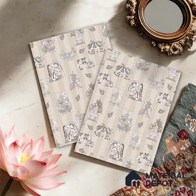 Beige Digital look LM 23946 Madhuvan Madhubani 8 ft x 4 ft Texture Finish Decorative Laminate - 1 mm | Suitable for Living room,TV Unit, Highlighter Wall, Wardrobe, Feature Wall