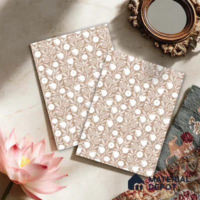 Brown Digital look LM 23947 Anarika Kalamkari Art 8 ft x 4 ft Texture Finish Decorative Laminate - 1 mm | Suitable for Living room,TV Unit, Highlighter Wall, Wardrobe, Feature Wall
