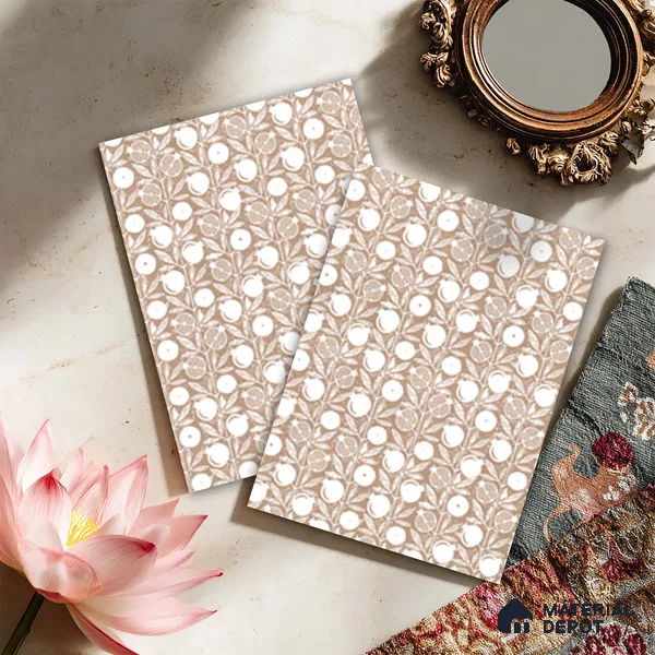 Brown Digital look LM 23947 Anarika Kalamkari Art 8 ft x 4 ft Texture Finish Decorative Laminate - 1 mm | Suitable for Living room,TV Unit, Highlighter Wall, Wardrobe, Feature Wall