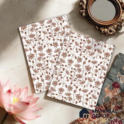 White Digital look LM 23949 Kamlotsav Pichwai Art 8 ft x 4 ft Texture Finish Decorative Laminate - 1 mm | Suitable for Living room,TV Unit, Highlighter Wall, Wardrobe, Feature Wall