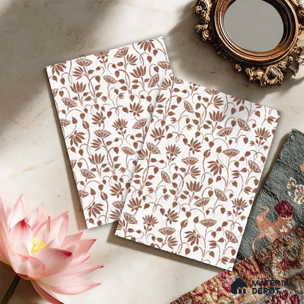 White Digital look LM 23949 Kamlotsav Pichwai Art 8 ft x 4 ft Texture Finish Decorative Laminate - 1 mm | Suitable for Living room,TV Unit, Highlighter Wall, Wardrobe, Feature Wall