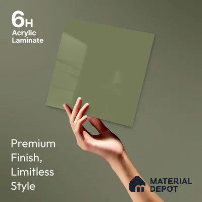 LM 23677 8 ft x 4 ft Solid Plain High Gloss Finish Acrylic Laminate - 1.5 mm | Suitable for Living Room, Kitchen, Office | Matching Edgeband Code EB 1414