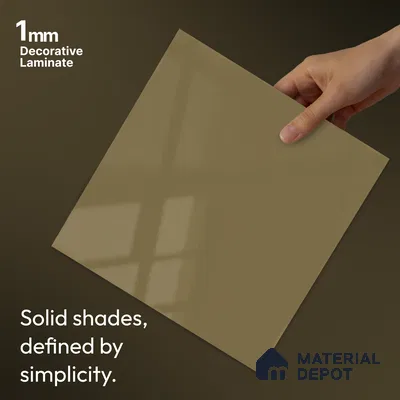 Ochre Brown Solid Colors Look LM 24449  8 ft x 4 ft High Gloss Finish Decorative Laminate - 1 mm | Suitable for Living Room, Kitchen, Office