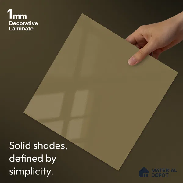 Ochre Brown Solid Colors Look LM 24449 8 ft x 4 ft High Gloss Finish Decorative Laminate - 1 mm | Suitable for Living Room, Kitchen, Office