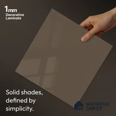 Taupe Brown Solid Colors Look LM 24450  8 ft x 4 ft High Gloss Finish Decorative Laminate - 1 mm | Suitable for Living Room, Kitchen, Office