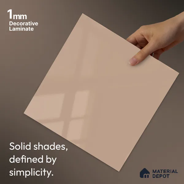 Blush Pink Solid Colors Look LM 24452  8 ft x 4 ft High Gloss Finish Decorative Laminate - 1 mm | Suitable for Living Room, Kitchen, Office