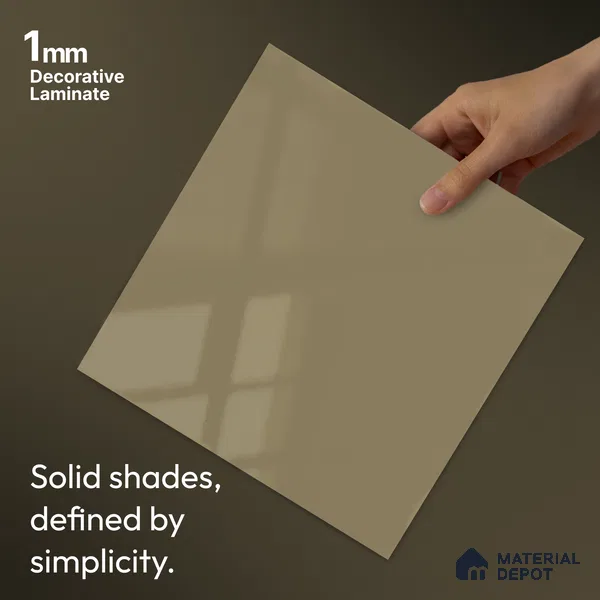 Light Caramel Brown Solid Colors Look LM 24453 8 ft x 4 ft High Gloss Finish Decorative Laminate - 1 mm | Suitable for Living Room, Kitchen, Office
