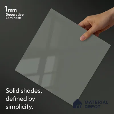 Slate Grey Solid Colors Look LM 24454  8 ft x 4 ft High Gloss Finish Decorative Laminate - 1 mm | Suitable for Living Room, Kitchen, Office