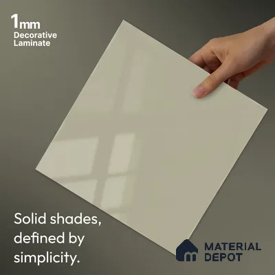 Pale Cream Solid Colors Look LM 24455  8 ft x 4 ft High Gloss Finish Decorative Laminate - 1 mm | Suitable for Living Room, Kitchen, Office