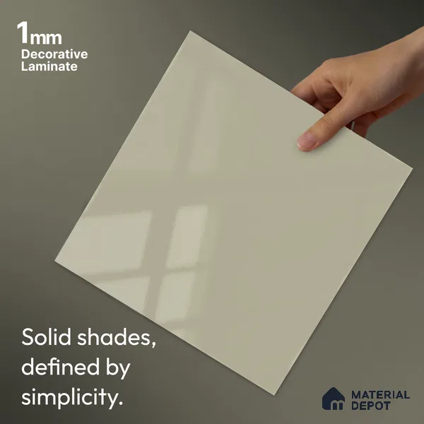 Pale Cream Solid Colors Look LM 24455 8 ft x 4 ft High Gloss Finish Decorative Laminate - 1 mm | Suitable for Living Room, Kitchen, Office