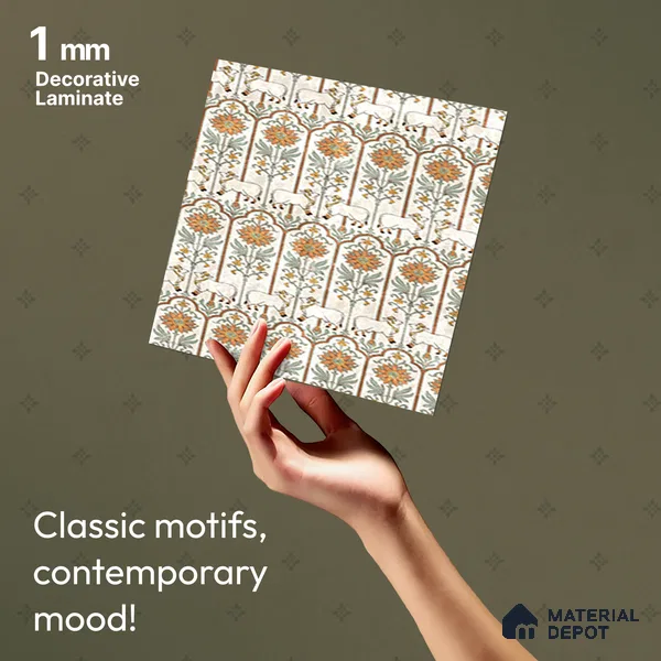 Multi Colour Digital look LM 23936 Nandini Pichwai Art 8 ft x 4 ft Texture Finish Decorative Laminate - 1 mm | Suitable for Living room,TV Unit, Highlighter Wall, Wardrobe, Feature Wall