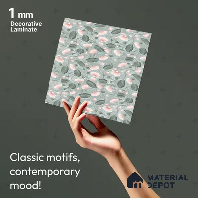 Grey Digital look LM 23937 Kamalam Pichwai Art 8 ft x 4 ft Texture Finish Decorative Laminate - 1 mm | Suitable for Living room,TV Unit, Highlighter Wall, Wardrobe, Feature Wall