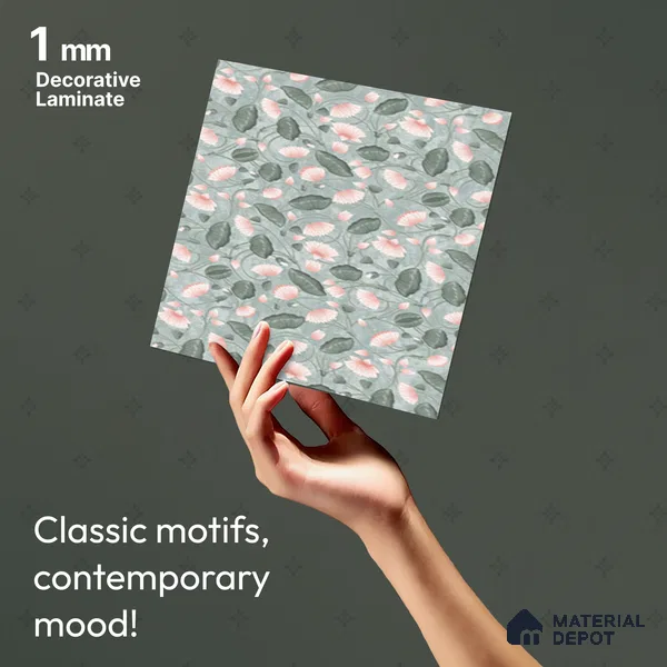 Grey Digital look LM 23937 Kamalam Pichwai Art 8 ft x 4 ft Texture Finish Decorative Laminate - 1 mm | Suitable for Living room,TV Unit, Highlighter Wall, Wardrobe, Feature Wall