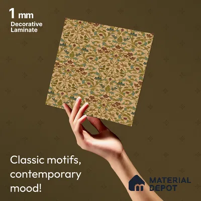Brown Digital look LM 23938 Fulkari Mughal Floral Art 8 ft x 4 ft Texture Finish Decorative Laminate - 1 mm | Suitable for Living room,TV Unit, Highlighter Wall, Wardrobe, Feature Wall