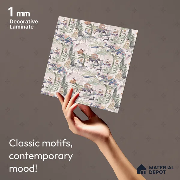 Beige Digital look LM 23939 Vanikaa Miniature Art 8 ft x 4 ft Texture Finish Decorative Laminate - 1 mm | Suitable for Living room,TV Unit, Highlighter Wall, Wardrobe, Feature Wall