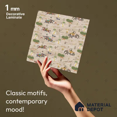 Beige Digital look LM 23940 Abhyaranya Miniature Traditions 8 ft x 4 ft Texture Finish Decorative Laminate - 1 mm | Suitable for Living room,TV Unit, Highlighter Wall, Wardrobe, Feature Wall