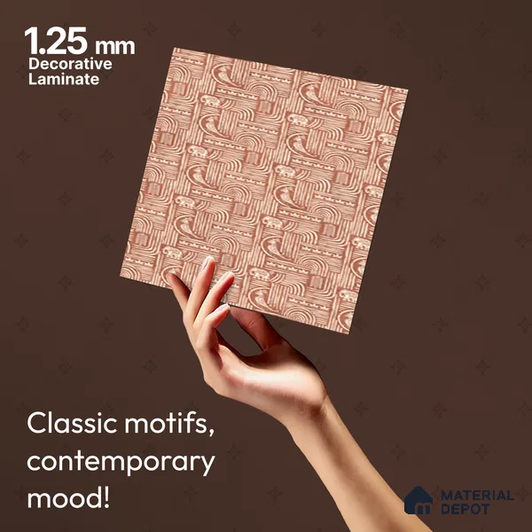 Brown Digital look LM 23941 Kutchkala Lippan Art 8 ft x 4 ft Texture Finish Decorative Laminate - 1.25 mm | Suitable for Living room,TV Unit, Highlighter Wall, Wardrobe, Feature Wall