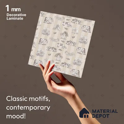Beige Digital look LM 23946 Madhuvan Madhubani 8 ft x 4 ft Texture Finish Decorative Laminate - 1 mm | Suitable for Living room,TV Unit, Highlighter Wall, Wardrobe, Feature Wall