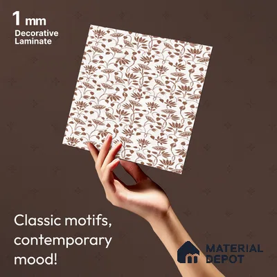 White Digital look LM 23949 Kamlotsav Pichwai Art 8 ft x 4 ft Texture Finish Decorative Laminate - 1 mm | Suitable for Living room,TV Unit, Highlighter Wall, Wardrobe, Feature Wall