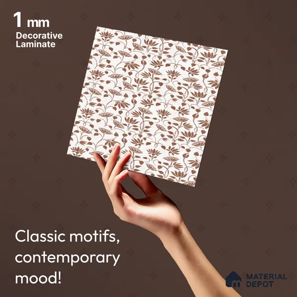 White Digital look LM 23949 Kamlotsav Pichwai Art 8 ft x 4 ft Texture Finish Decorative Laminate - 1 mm | Suitable for Living room,TV Unit, Highlighter Wall, Wardrobe, Feature Wall