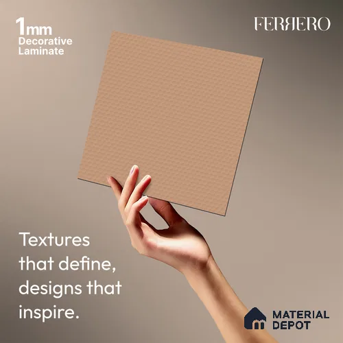 Orange Abstract look Ferrero 1E234 HCO Blush Pink 8 ft x 4 ft Honey Comb Finish Decorative Laminate - 1 mm | Matching E3 Edgeband Code - (1060)