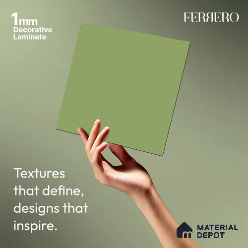 Green Abstract look Ferrero 1E243 HCO Pastel Green 8 ft x 4 ft Honey Comb Finish Decorative Laminate - 1 mm | Matching E3 Edgeband Code - (1057)