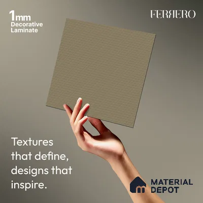 Grey Abstract look Ferrero 1E240 HCO Soft Sandstone Beige 8 ft x 4 ft Honey Comb Finish Decorative Laminate - 1 mm | Matching E3 Edgeband Code - (1054)