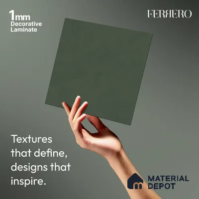 Green Wave look Ferrero 1E236 PO Deep Sage Green 8 ft x 4 ft Pomel Finish Decorative Laminate - 1 mm | Matching Prism Edgeband Code - (10188)