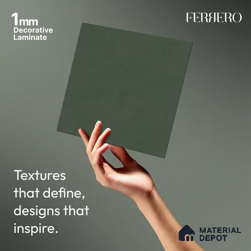 Green Wave look Ferrero 1E236 PO Deep Sage Green 8 ft x 4 ft Pomel Finish Decorative Laminate - 1 mm | Matching Prism Edgeband Code - (10188)