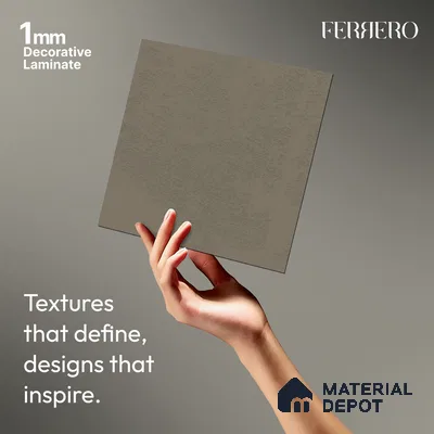 Grey Cement look Ferrero 1E241 PL Soft Cement Grey 8 ft x 4 ft Plaster Finish Decorative Laminate - 1 mm | Matching Rehau Edgeband Code - (75709)