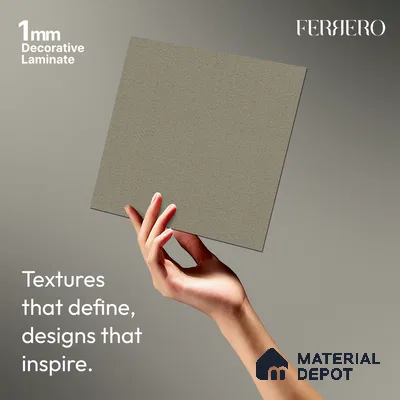 Grey Fabric look Ferrero 1E162 RF Soft Silver Grey 8 ft x 4 ft Real Fabric Finish Decorative Laminate - 1 mm | Matching E3 Edgeband Code - (1004)