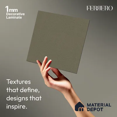 Green Fabric look Ferrero 1E229 RF Cool Grey 8 ft x 4 ft Real Fabric Finish Decorative Laminate - 1 mm | Matching Rehau Edgeband Code - (75709)