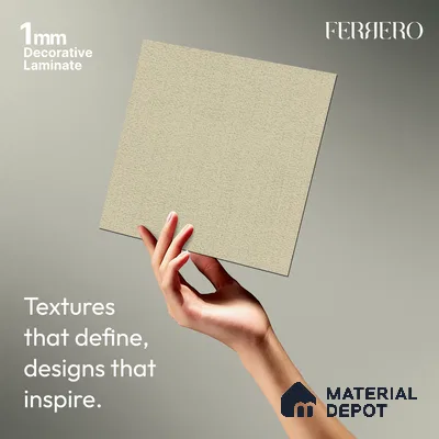 Cream Fabric look Ferrero 1E178 RF Soft Alabaster 8 ft x 4 ft Real Fabric Finish Decorative Laminate - 1 mm | Matching Rehau Edgeband Code - (75638)