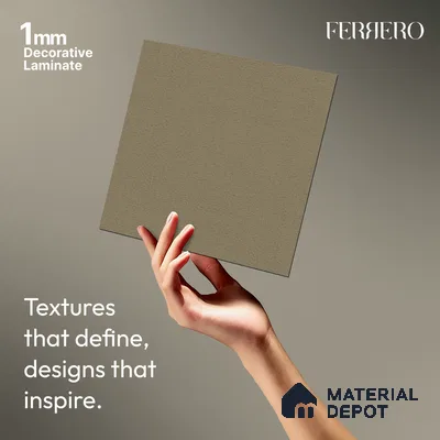 Grey Fabric look Ferrero 1E240 RF Muted Limestone Grey 8 ft x 4 ft Real Fabric Finish Decorative Laminate - 1 mm | Matching Rehau Edgeband Code - (75649)