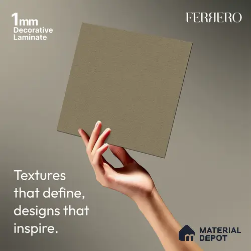 Grey Fabric look Ferrero 1E240 RF Muted Limestone Grey 8 ft x 4 ft Real Fabric Finish Decorative Laminate - 1 mm | Matching Rehau Edgeband Code - (75649)