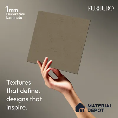 Grey Leather look Ferrero 1E232 ZL Earthy Taupe Brown 8 ft x 4 ft Zero Leather Finish Decorative Laminate - 1 mm | Matching E3 Edgeband Code - (232)