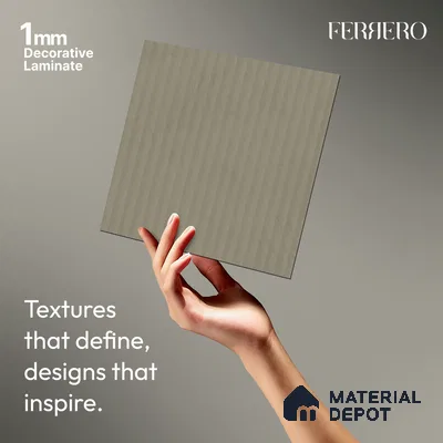 Misty Grey Fluted Solid Color 1E162 PF Misty 8 ft x 4 ft Texture Finish Decorative Laminate - 1 mm | Suitable for TV Unit,Wardrobe, Kitchen Cabinets