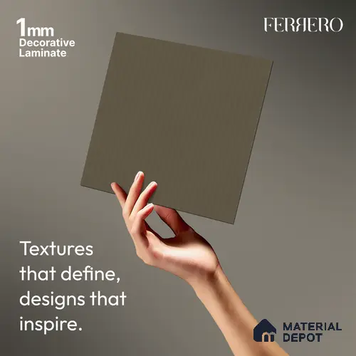 Warm Taupe Fluted Solid Color 1E210 PF Warm Taupe 8 ft x 4 ft Texture Finish Decorative Laminate - 1 mm | Suitable for TV Unit,Wardrobe, Kitchen Cabinets