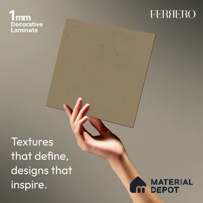 Beige Cement look Ferrero 1E246 CM Soft Almond Beige 8 ft x 4 ft Cemento Finish Decorative Laminate - 1 mm | Matching E3 Edgeband Code - (1046)