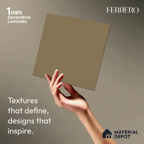 Sand Beige Fluted Solid Color 1E208 CFL Sand 8 ft x 4 ft Texture Finish Decorative Laminate - 1 mm | Suitable for TV Unit,Wardrobe, Kitchen Cabinets