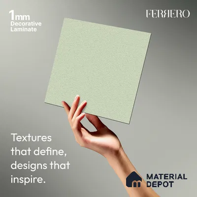 Blue Solid Colors look Ferrero 1E172 PU Frosted Mint 8 ft x 4 ft PU Finish Decorative Laminate - 1 mm | Suitable for Living Room, Kitchen, Office | Matching Prism Edgeband Code - (10187)