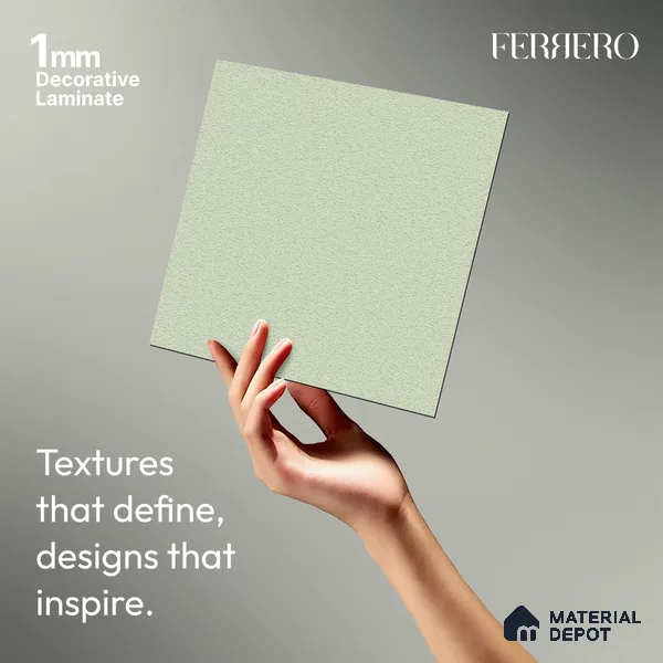 Blue Solid Colors look Ferrero 1E172 PU Frosted Mint 8 ft x 4 ft PU Finish Decorative Laminate - 1 mm | Suitable for Living Room, Kitchen, Office | Matching Prism Edgeband Code - (10187)