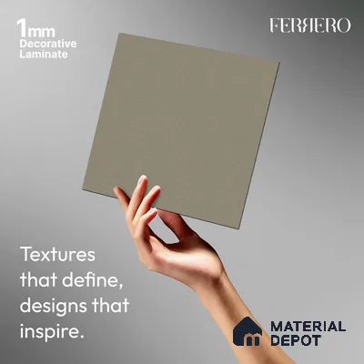 Grey Solid Colors look Ferrero 1E162 PU Frosted Silver Grey 8 ft x 4 ft PU Finish Decorative Laminate - 1 mm | Suitable for Living Room, Kitchen, Office | Matching E3 Edgeband Code - (1004)